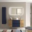 Mueble de baño sobre encimera Bequia Plus suspendido 2 cajones 2 puertas azul mate y roble 120cm de Salgar